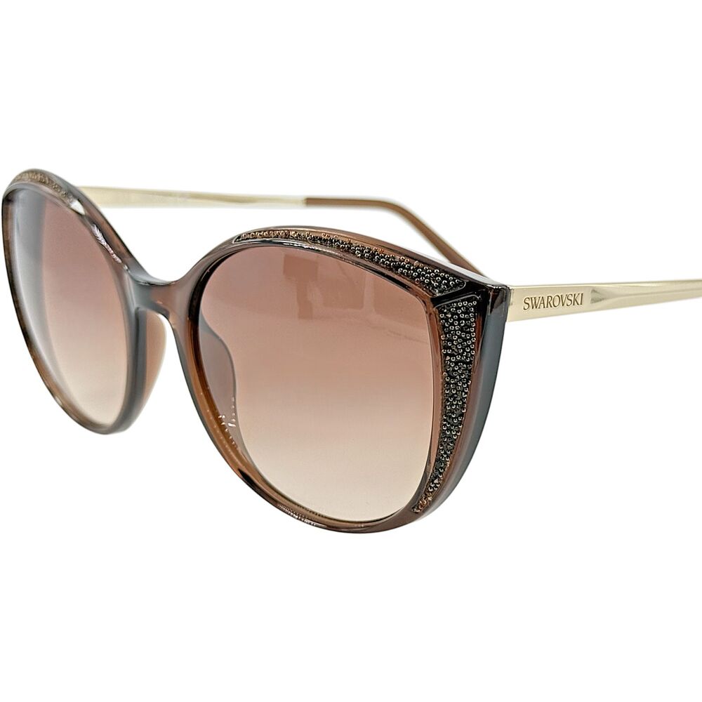 Swarovski SK0168 Womens Plastic Sunglass 45F Shiny Light Brown 55-19 Brown Grad - Picture 2 of 5